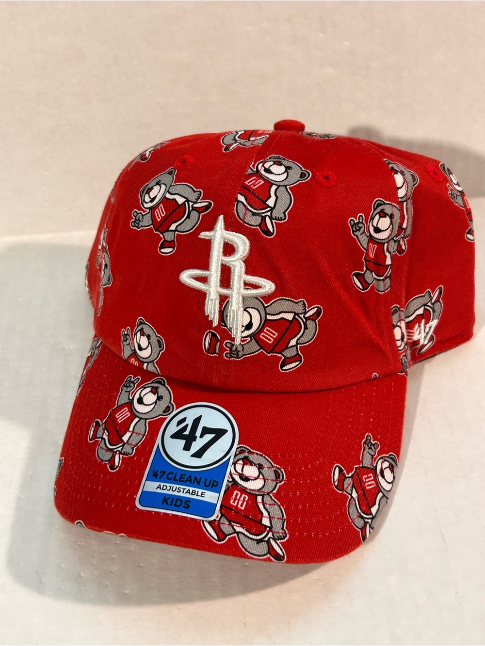 New '47 Clean Up Houston Rockets Clutch Mascot Strapback Hat Kids Youth Red NBA